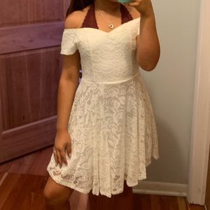White Lace Off the Shoulder Dress